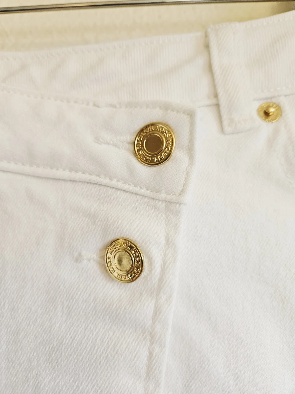 Michael Kors Classic White Button-Front Mini Skirt
